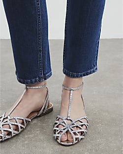 Silver Caged Diamante Sandals