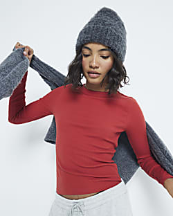 Rust Fitted Long Sleeve T-Shirt