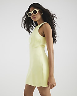 Yellow Sleeveless Shift Mini Dress