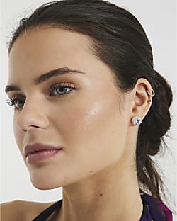 Silver Halo Stud Earrings