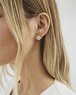 Rose Gold Halo Stud Earrings