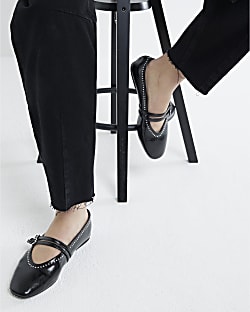 Black Studded Mary Jane Shoes
