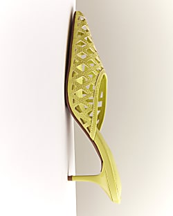 Green Lattice Mule Court Heels