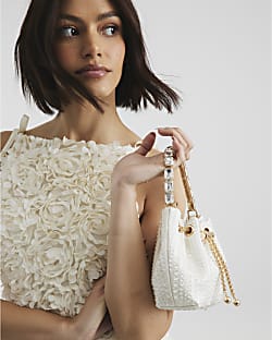 Cream Droplet Bucket Bag
