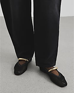 Black Crochet Ballet Pumps