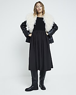 Long sleeve black smock dress clearance