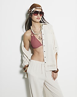 Cream Long Sleeve Crinkle Pocket Shirt