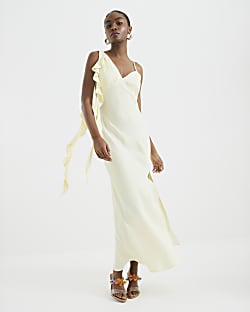 Yellow Ruffle Slip Maxi Dress