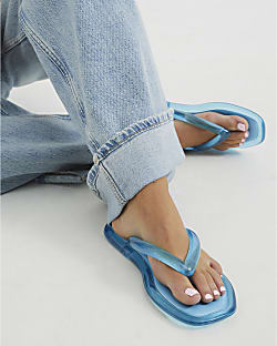 Blue Flip Flop Jelly Sandals
