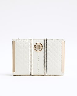 Cream Faux Leather RI Monogram Purse