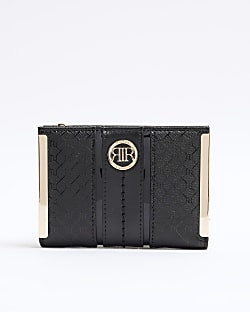 Black Faux Leather RI Monogram Purse