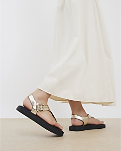 Gold Toe Thong Footbed Sandals