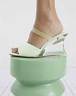 Green Perspex Wedge Heels