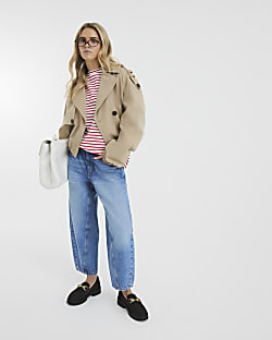 Petite Blue Denim Elasticated Barrel Jeans