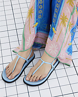 Blue Toe Thong Footbed Sandals