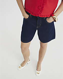 Blue Denim Longline Bermuda Shorts