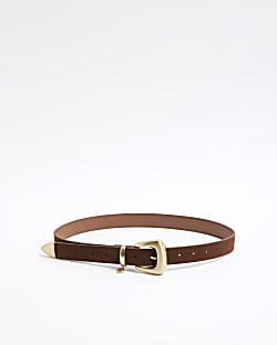 Brown Suede Buckle Belt