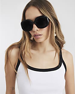 Black Bubble Round 60s Sunglasses