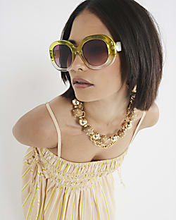 Lime Bubble Round 60s Sunglasses