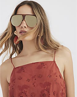 Brown Oversized Aviator Sunglasses