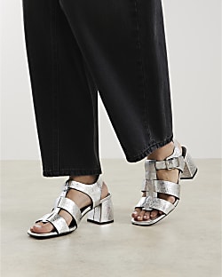 Silver Fisherman Block Heeled Sandals