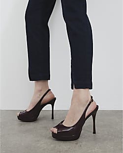 Red Peep Toe Court Heels