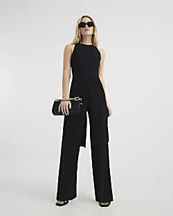 Black Sleeveless Bow Back Jumpsuit