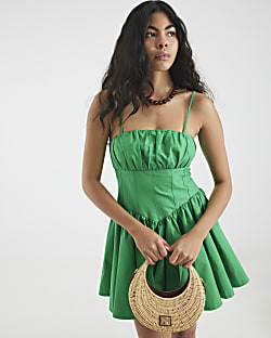 Green Sleeveless Bandeau Corset Mini Dress