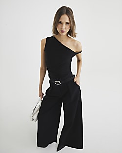 Black Sleeveless Twist 2 in 1 Cami Top
