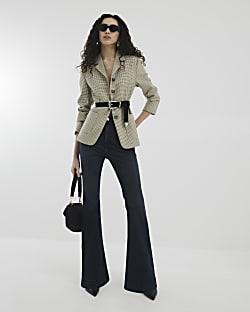 Black High Rise Tummy Hold Flared Jeans