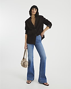 Blue High Rise Flared Jeans