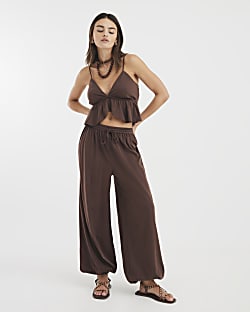 Brown Balloon Trousers and Cami Top Set