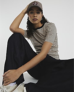Cream Short Sleeve Stripe T-Shirt