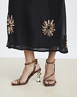 Brown Feature Heeled Sandals