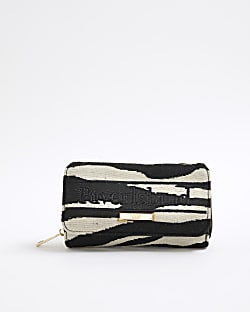 Black Zebra Print Embroidered Purse