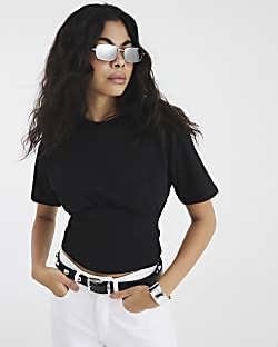 Black Corset Hem T-Shirt