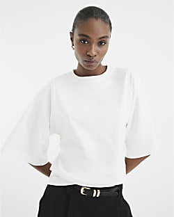 White Kimono Sleeve T-Shirt