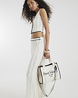 Cream Embroidered Tote Bag