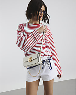 White RR Satchel Bag