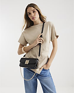 Black RR Cross Body Satchel Bag