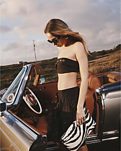 Black Zebra Roll Top Clutch Bag