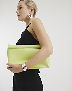 Lime Roll Top Clutch Bag