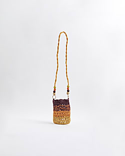Multi Colour Raffia Cross Body Phone Pouch
