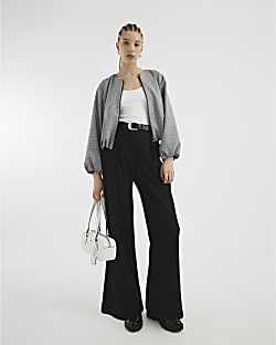 Black Belted Wide Leg Trousers