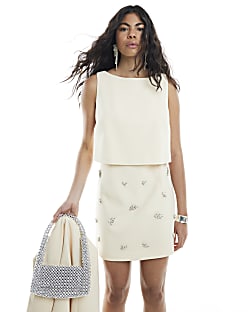 Yellow Bow Embellished Mini Dress