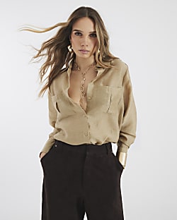 Khaki Long Sleeve Utility Shirt