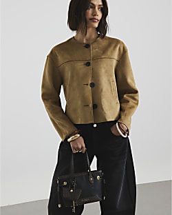 Black Small Side Tie Shopper Bag