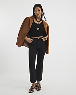 Petite Black Cropped Bootcut Jeans