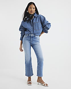 Petite Blue Cropped Bootcut Jeans