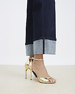 Gold Wide Fit Closed Back Open Toe Heels